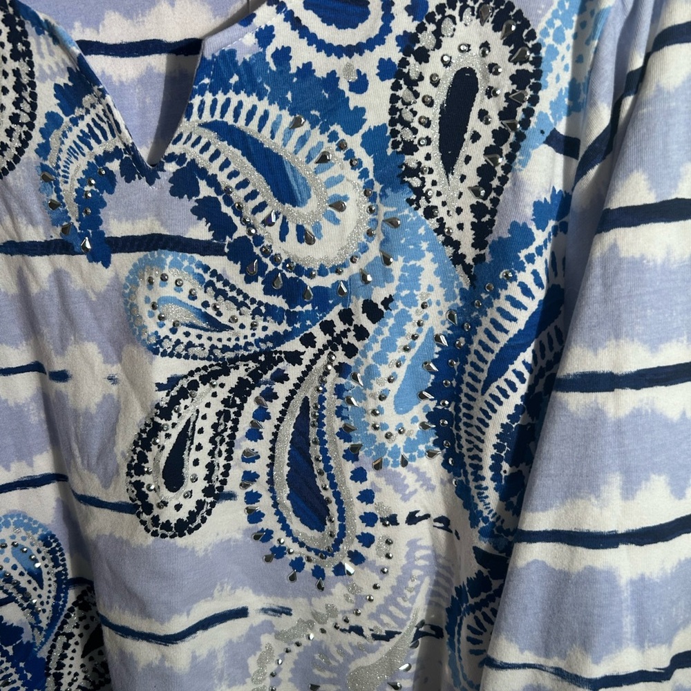 New with tags Alfred Dunner Blue and Black Paisley Tunic 1x - Picture 2 of 6
